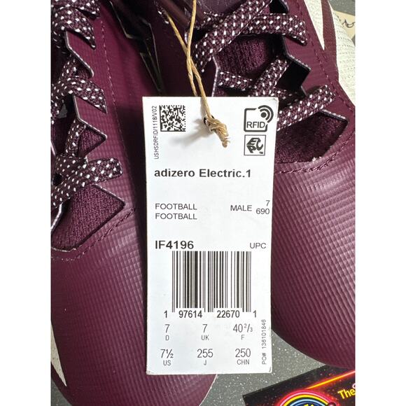 Adidas Adizero Electric.1 Football Cleats Burgundy White IF4196 Men’s 7.5 New main image 8